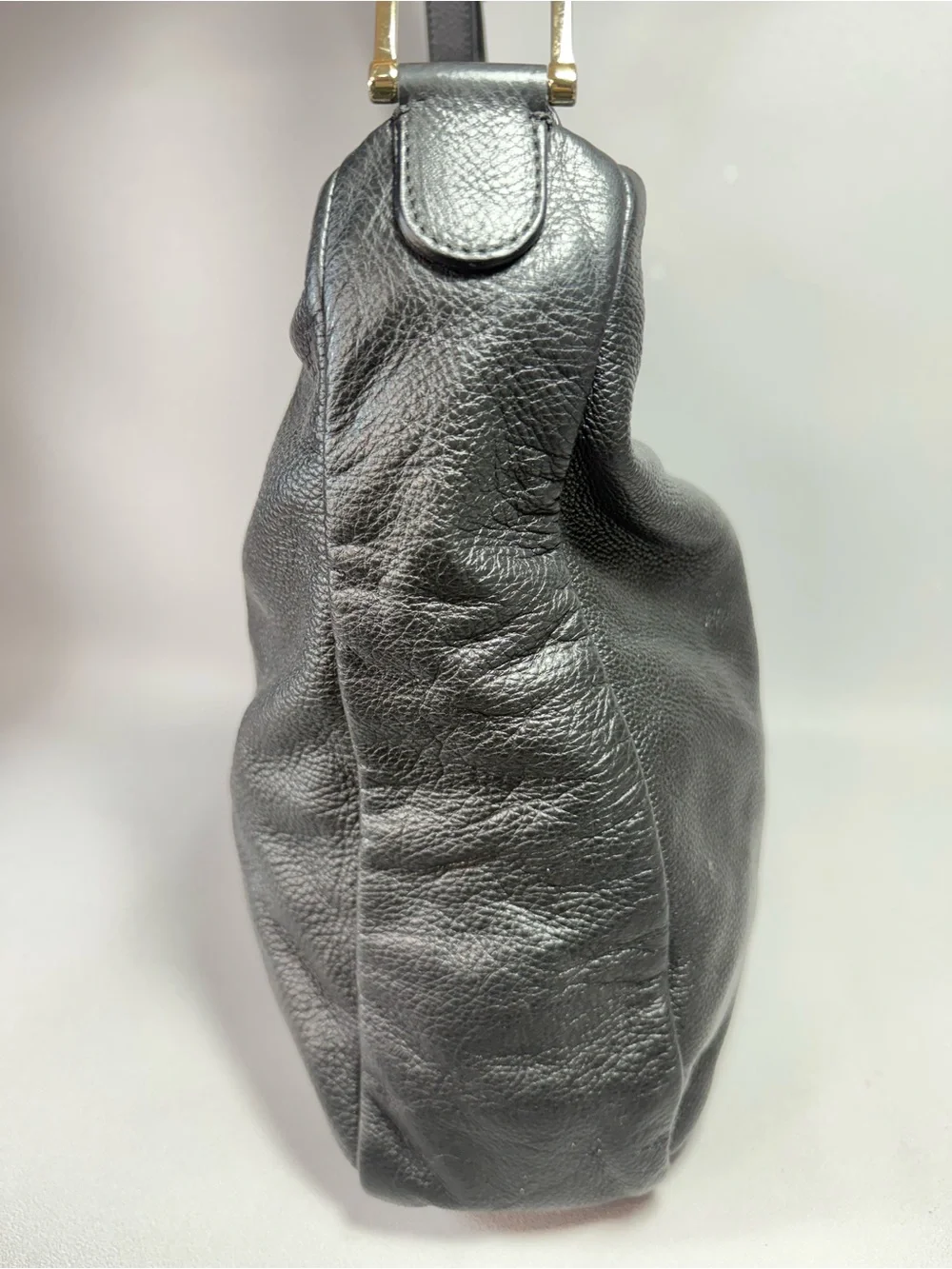 & Other Stories Black Pebbled Leather Slouchy Hobo Shoulder Bag